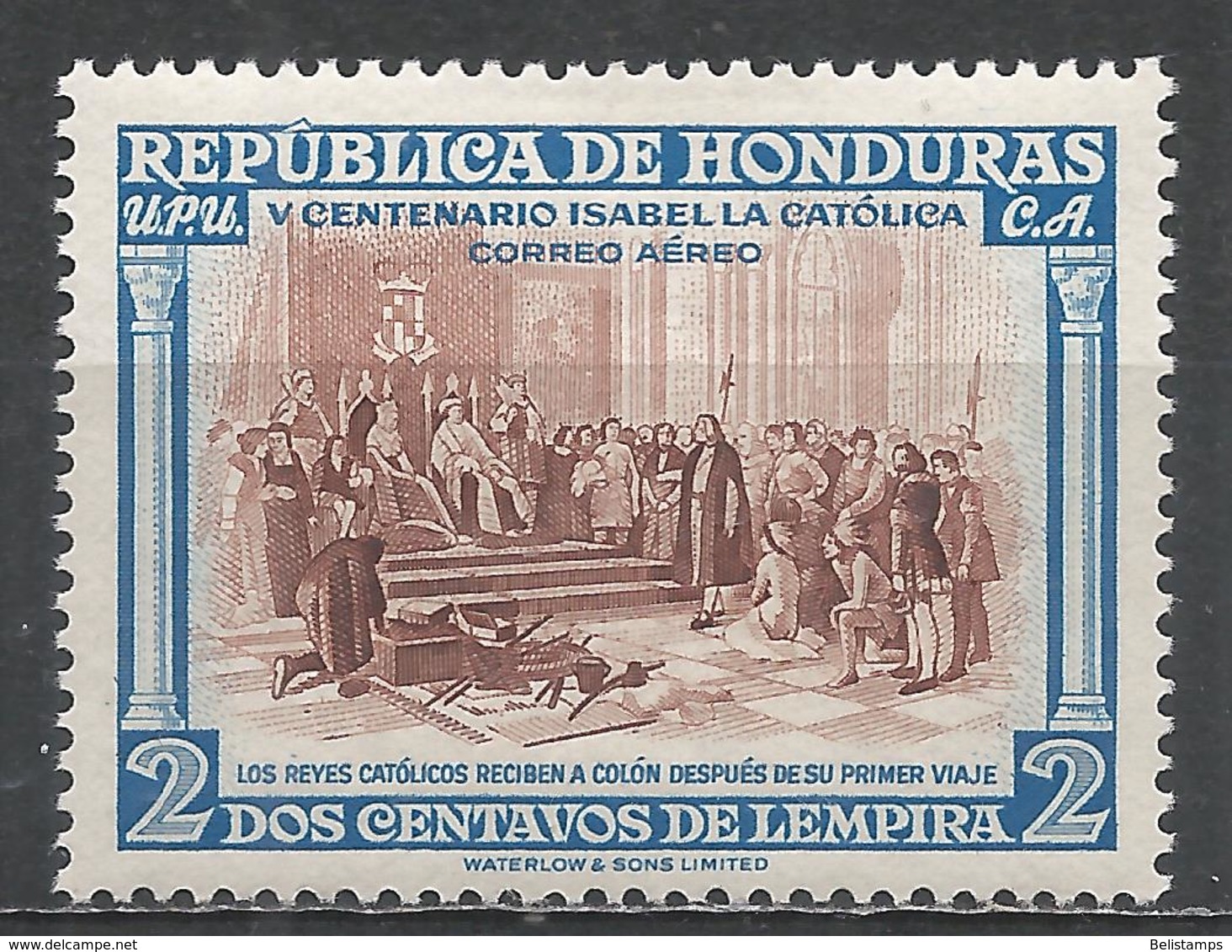 Honduras 1952. Scott #C199 (M) Columbus At Court * - Honduras
