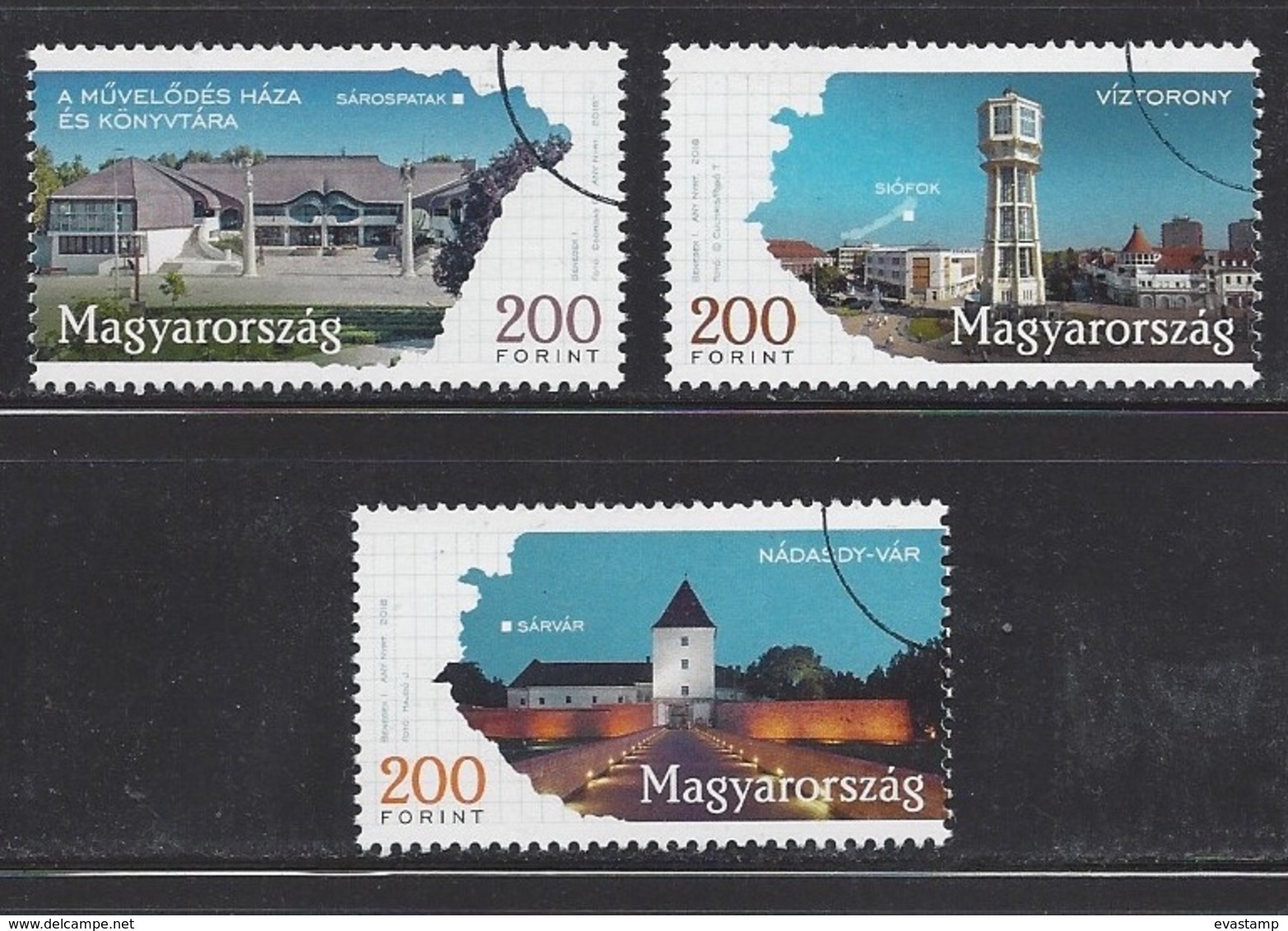 HUNGARY-2018. Landscapes And Towns -  Sárvár / Siófok / Sárospatak USED!!! - Proofs & Reprints
