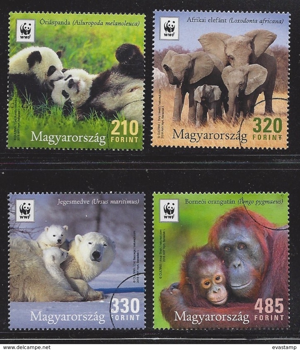 HUNGARY - 2018. WWF Hungary - Iconic Animals Of The Earth / Giant Panda,Elephant,Orangutan,Polar Bear  USED!!! - Oblitérés