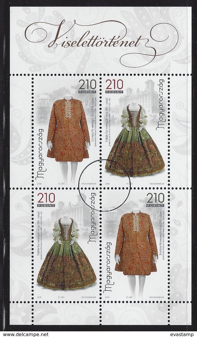 HUNGARY - 2018.  Minisheet - History Of Clothing II. / Wedding Garments Of Pal Esterhazy And Eva Thököly USED!!! - Probe- Und Nachdrucke