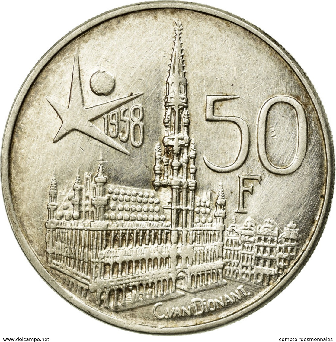 Monnaie, Belgique, 50 Francs, 50 Frank, 1958, Bruxelles, TTB, Argent, KM:150.1 - 50 Francs