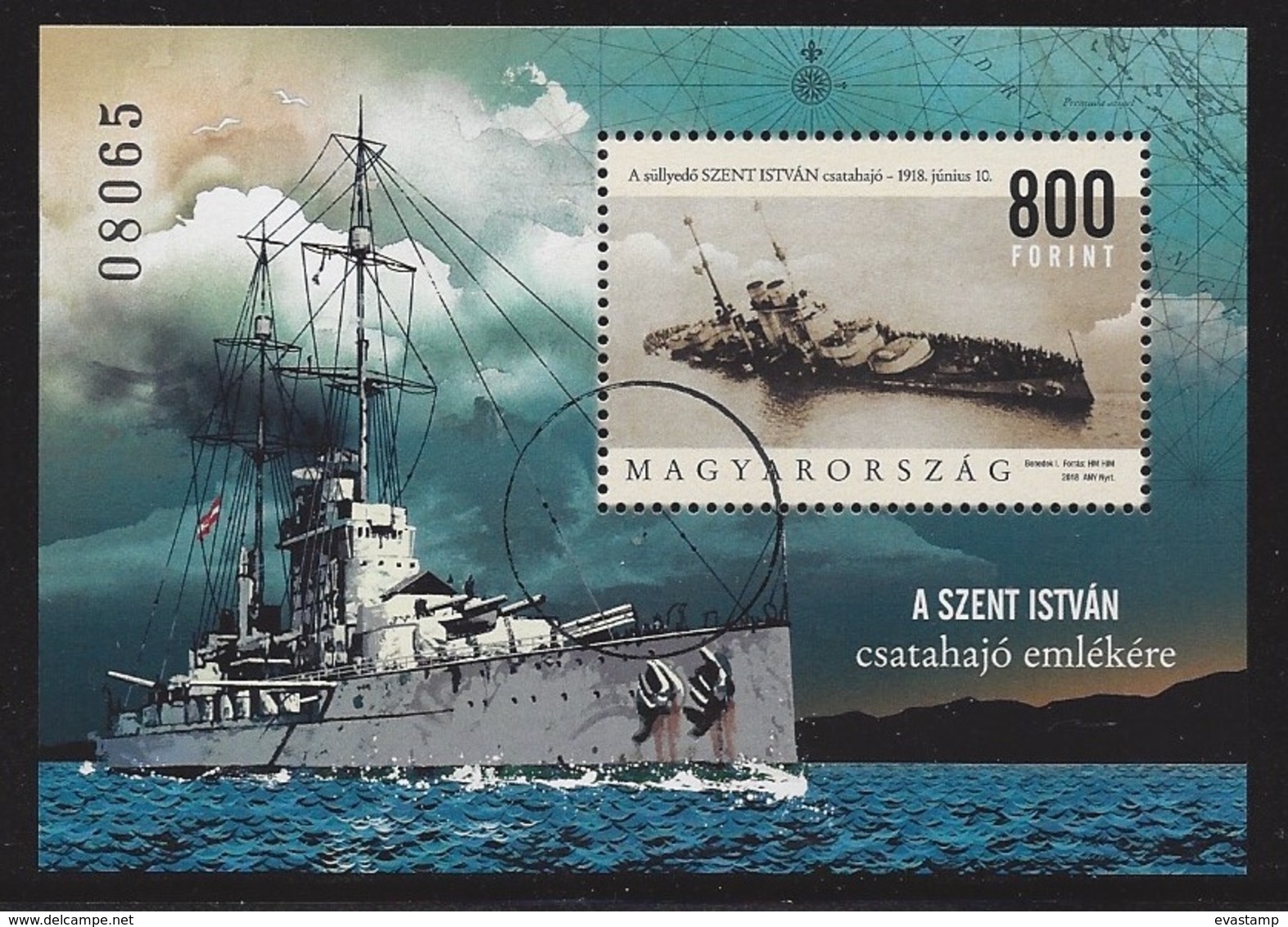 HUNGARY - 2018. S/S -In Memory Of The Battleship Saint Stephen / USED!!! - Essais, épreuves & Réimpressions