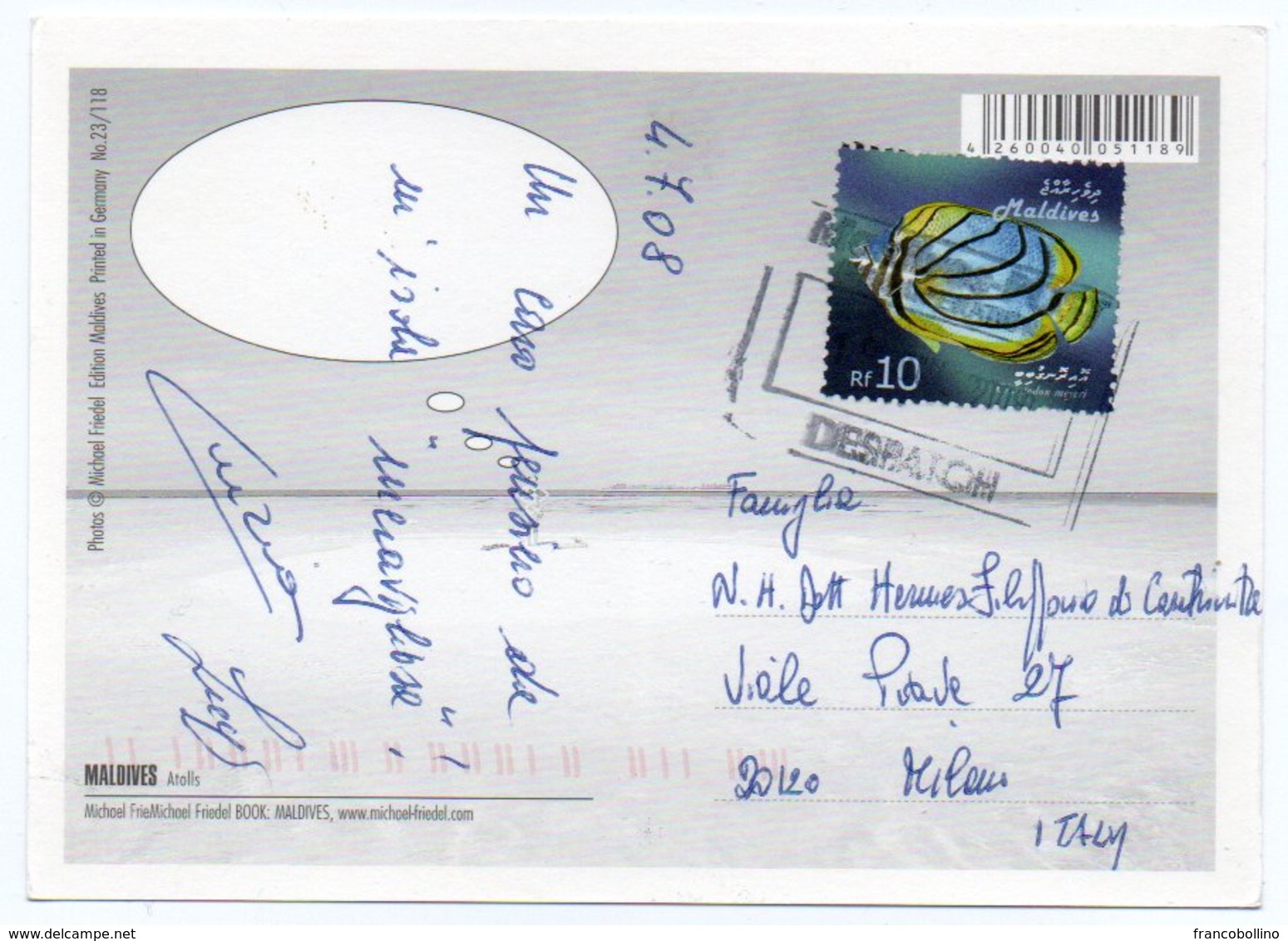 MALDIVES - ATOLLS (PHOTO MICHAEL FRIEDEL No.23/118) / THEMATIC STAMP-FISH - Maldive