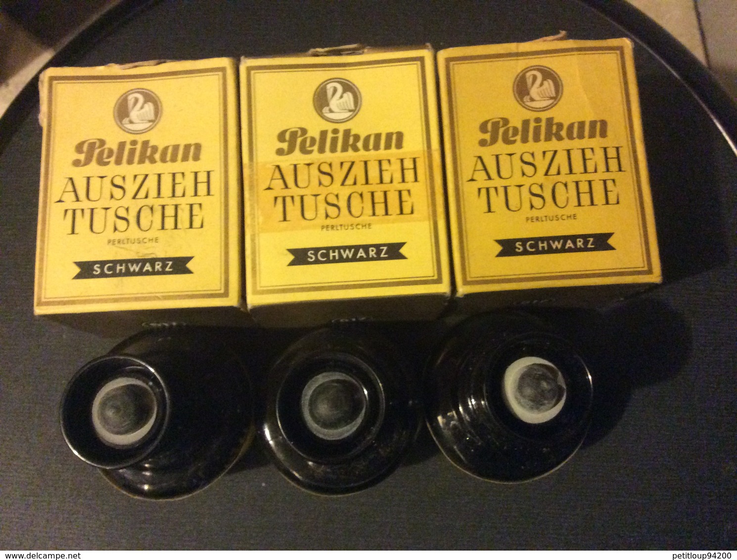 3 FLACONS ENCRIERS PELIKAN Encre De Chine à La Perle GÜNTHER WAGNER  Made In Germany - Calamai