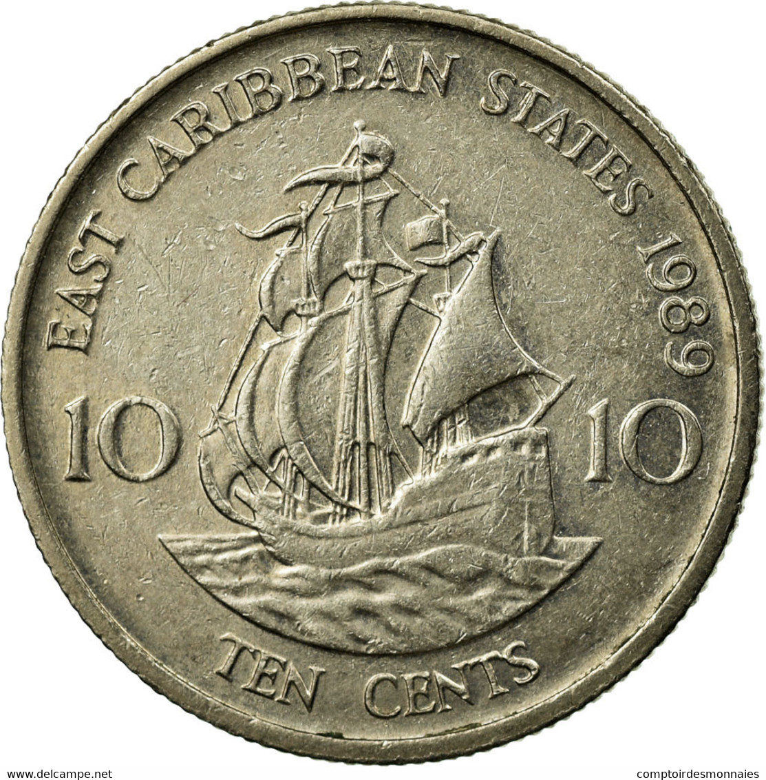Monnaie, Etats Des Caraibes Orientales, Elizabeth II, 10 Cents, 1989, TTB - East Caribbean States