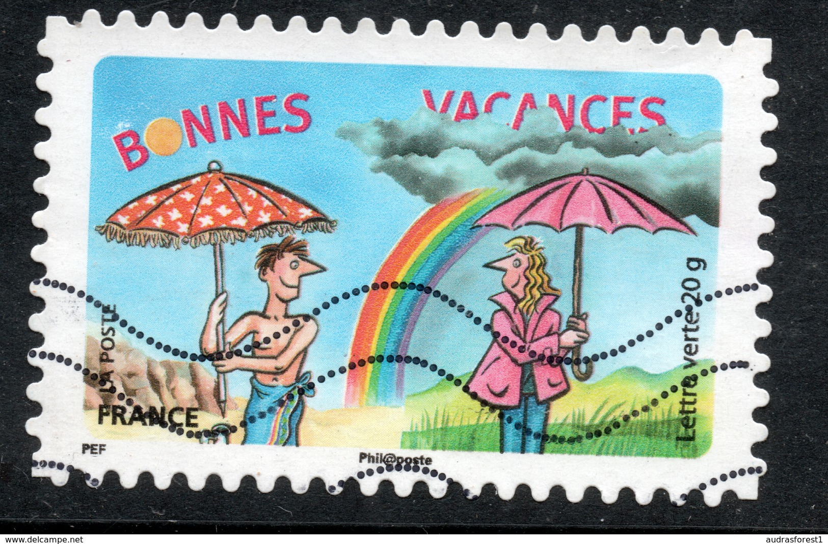 2015 BONNES VACANCES Valeur Faciale: 0,68 €  Timbre Oblitéré De FRANCE, Vacances Au Soleil Et Sous La Pluie, ARC EN CIEL - Oblitérés