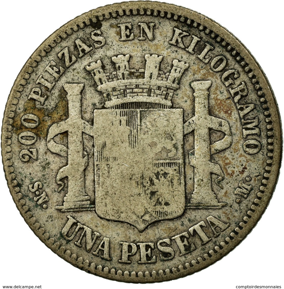 Monnaie, Espagne, Provisional Government, Peseta, 1869, Madrid, B+, Argent - Premières Frappes