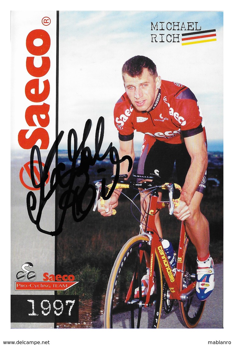 CARTE CYCLISME MICHAEL RICH SIGNEE TEAM SAECO 1997 - Cyclisme