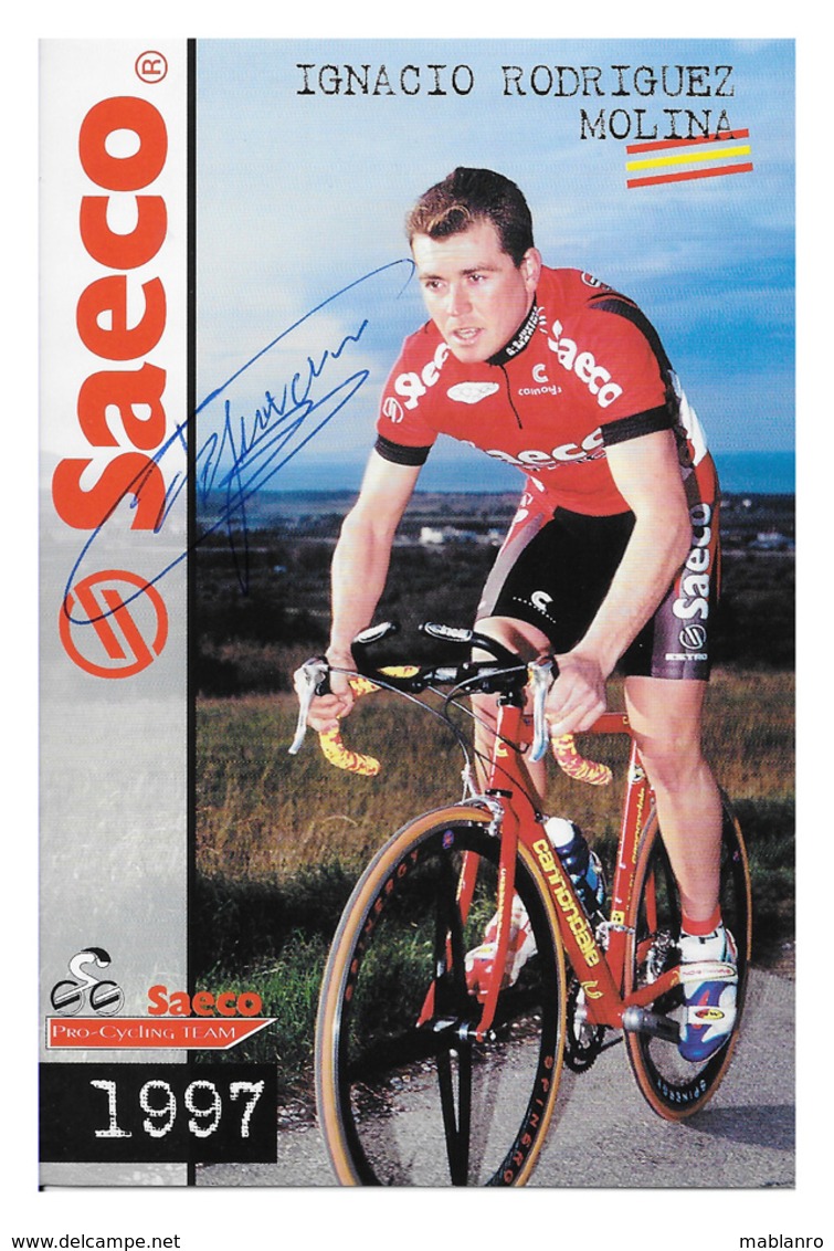 CARTE CYCLISME IGNACIO RODRIGUEZ SIGNEE TEAM SAECO 1997 - Cyclisme