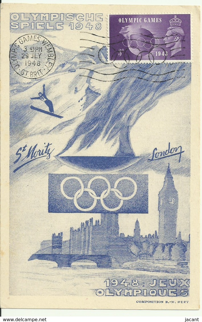 Carte Maximum - Grande-Bretagne - Jeux Olympiques London - Olympic Games 1948 - Zomer 1948: Londen