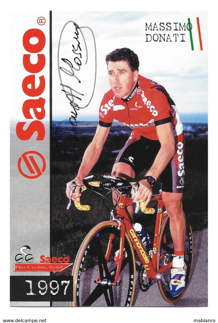 CARTE CYCLISME MASSIMO DONATI SIGNEE  TEAM SAECO 1997 - Cyclisme