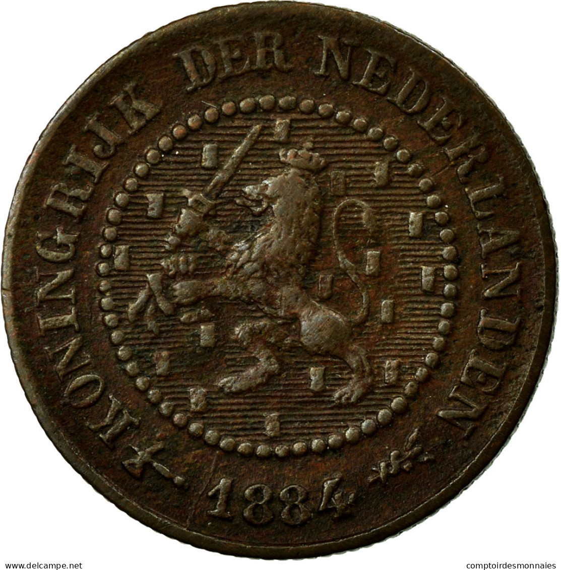 Monnaie, Pays-Bas, William III, 1/2 Cent, 1884, TTB, Bronze, KM:109.1 - 1849-1890 : Willem III