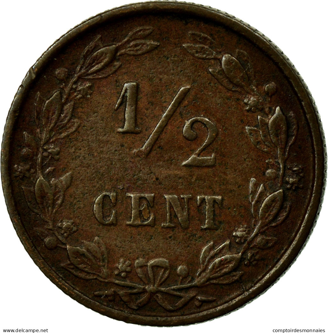 Monnaie, Pays-Bas, William III, 1/2 Cent, 1884, TTB, Bronze, KM:109.1 - 1849-1890 : Willem III