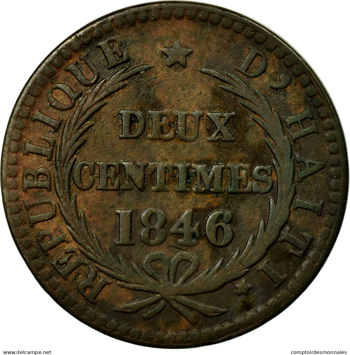 Monnaie, Haïti, 2 Centimes, 1846, TTB, Cuivre, KM:26 - Haïti