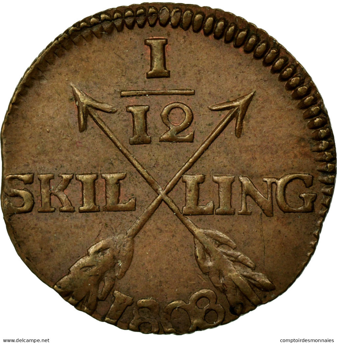 Monnaie, Suède, Gustaf IV Adolf, 1/12 Skilling, 1808, TTB, Cuivre, KM:563 - Suède