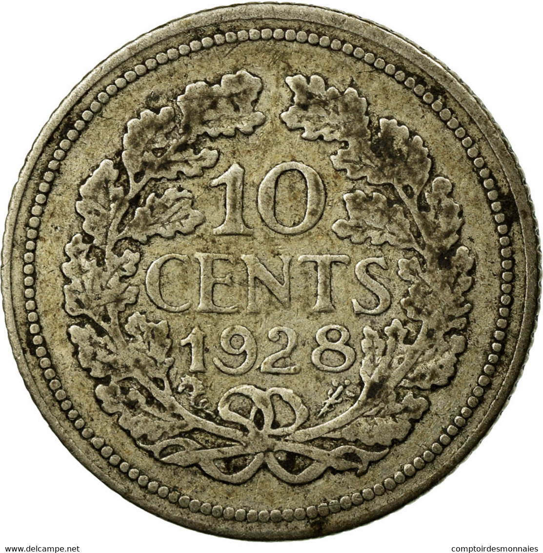 Monnaie, Pays-Bas, Wilhelmina I, 10 Cents, 1928, TB+, Argent, KM:163 - 10 Centavos