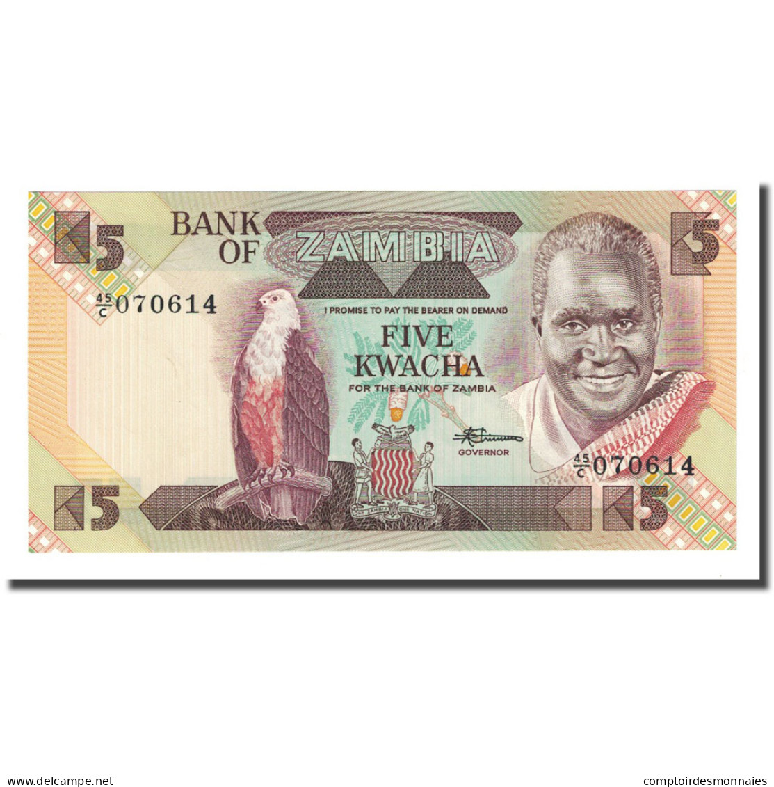 Billet, Zambie, 5 Kwacha, Undated (1986), KM:25d, NEUF - Zambie