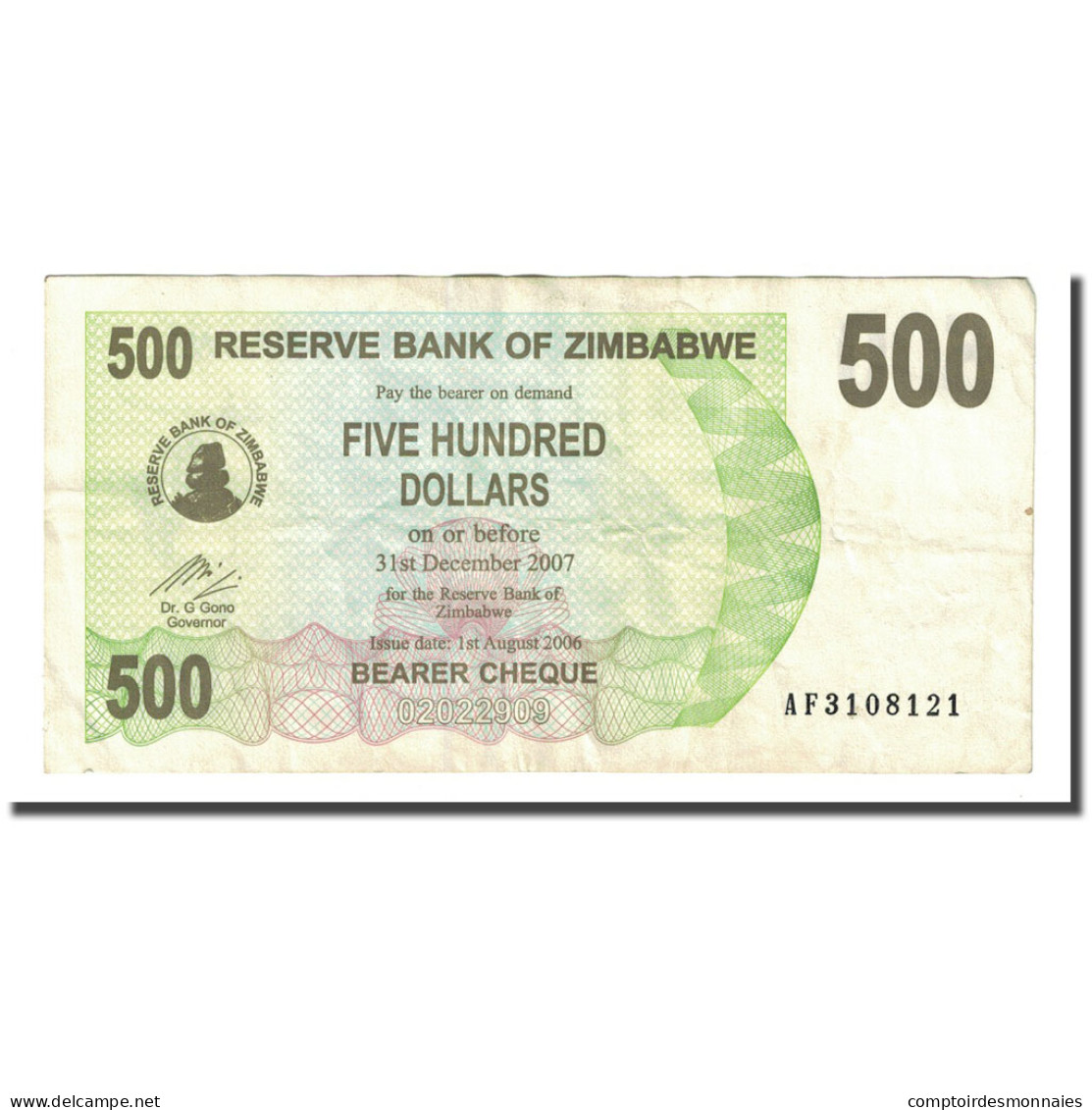 Billet, Zimbabwe, 500 Dollars, 2006-08-01, KM:43, TTB - Simbabwe