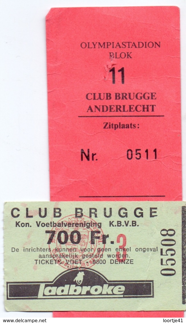Ticket D' Entrée Ingangsticket - Voetbalploeg Club Brugge K.V. - 700 Frank - Tickets D'entrée