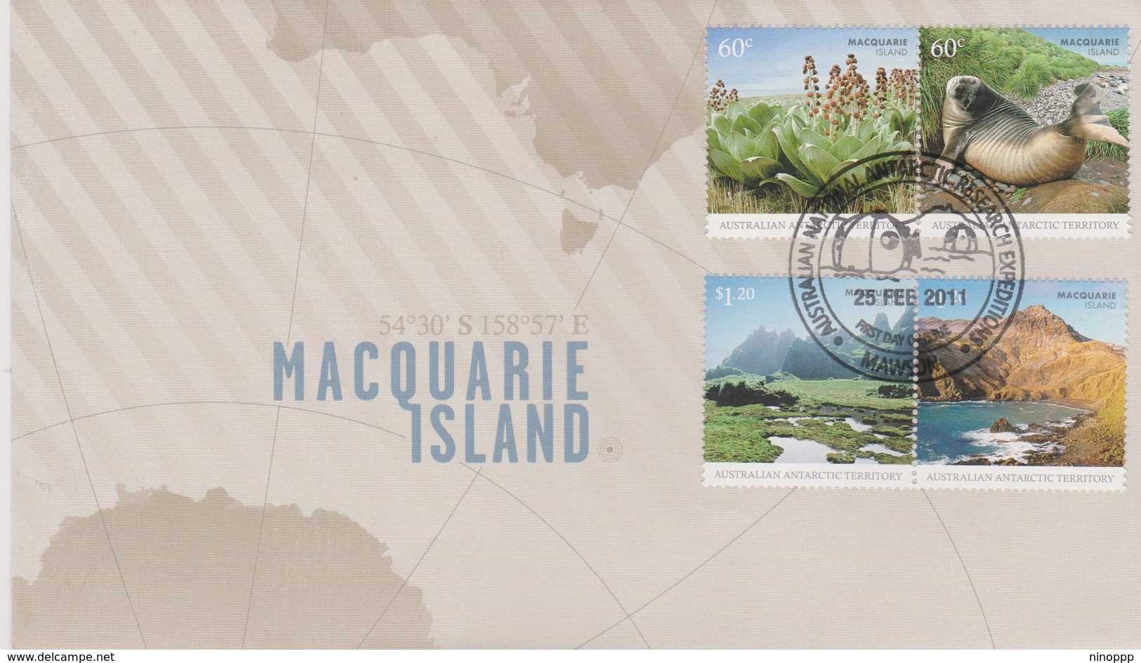 Australian Antarctic Territory 2011 Macquarie Island ,Mawson Base, FDC - FDC