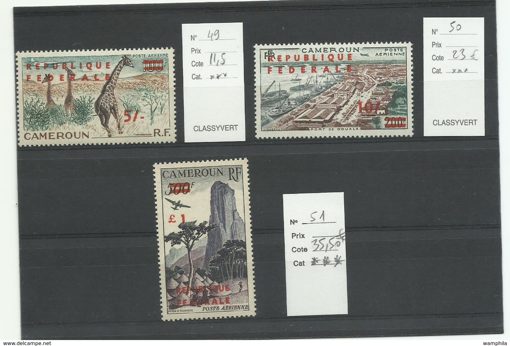 Cameroun, YT P.A. N° 49, 50, 51 Neufs***  Cote 70€ - Cameroun (1960-...)