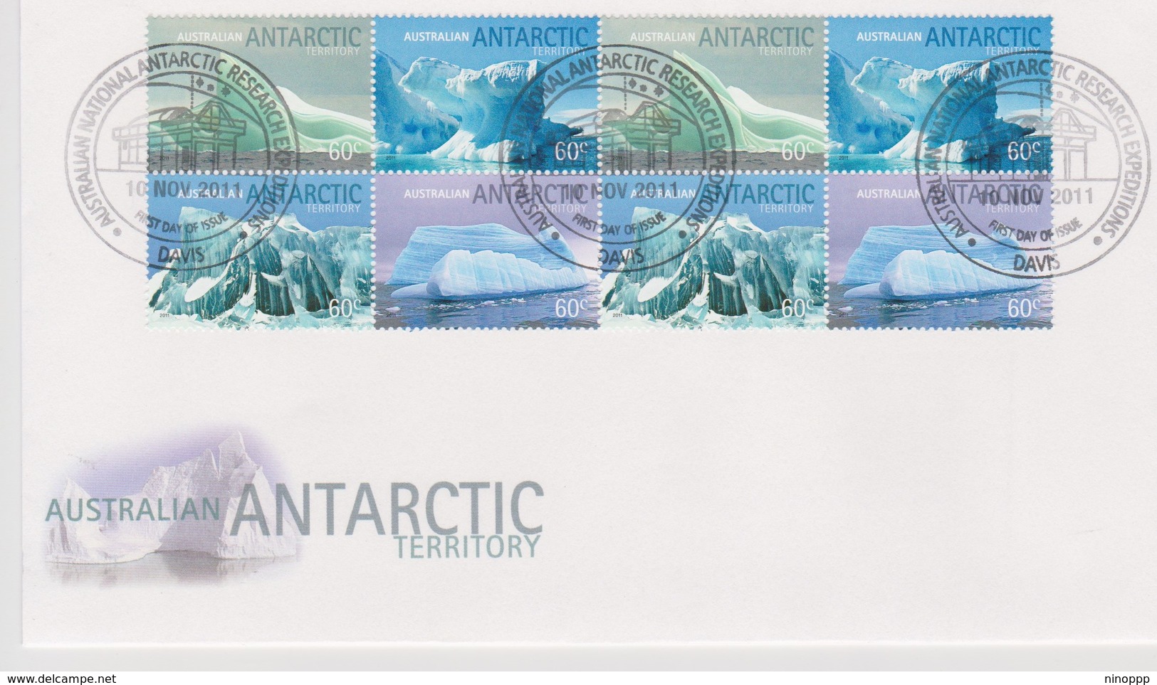 Australian Antarctic Territory 2012 Landscapes Icebergs,Davis Base,2 Blocks FDC - FDC