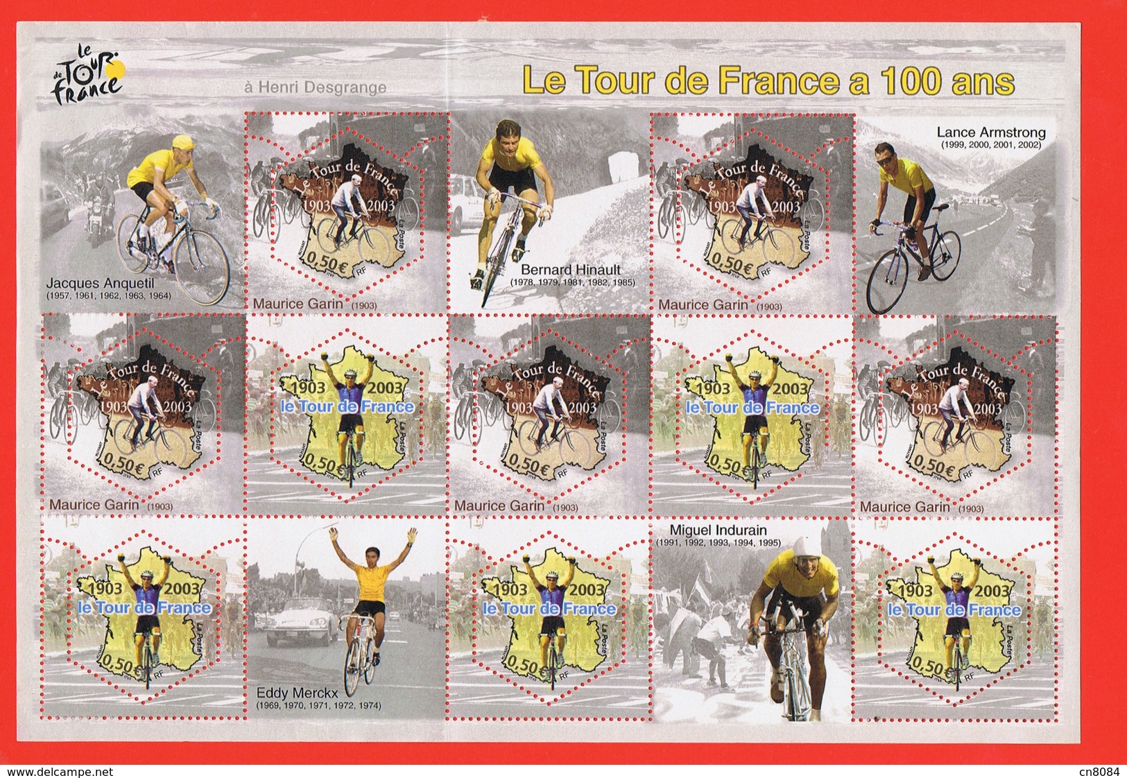 BLOC   10 TIMBRES NEUFS LE TOUR DE FRANCE A 100 ANS , Traces Charnières Au Verso Voir Scan - Neufs