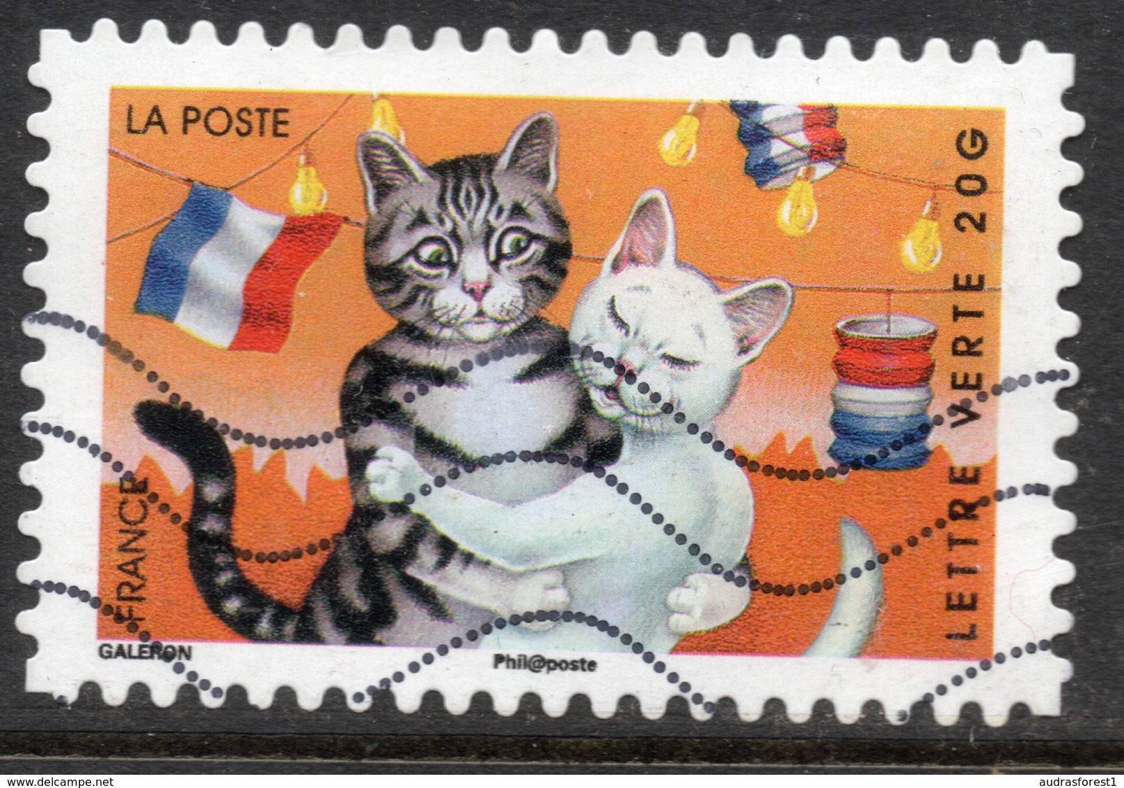 2014 Chats Au Bal Valeur Faciale : 0,61€ Timbre Oblitéré De France. Carnet «Vacances» - Used Stamps