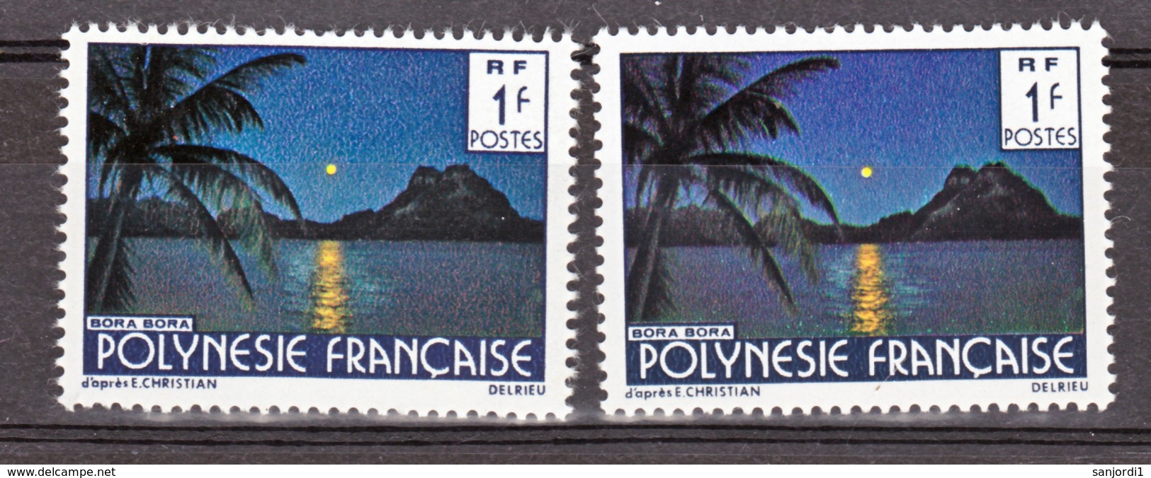 Polynésie  132 Variété Violacé Et Normal  Neuf * * TB  MNH - Sin Dentar, Pruebas De Impresión Y Variedades