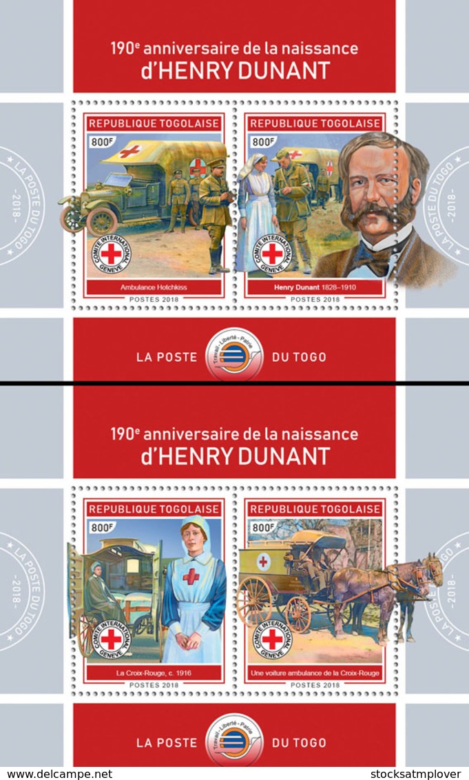 Togo  2018   Henry Dunant  Red Cross   ( 2 Sheetlets)    S201901 - Togo (1960-...)