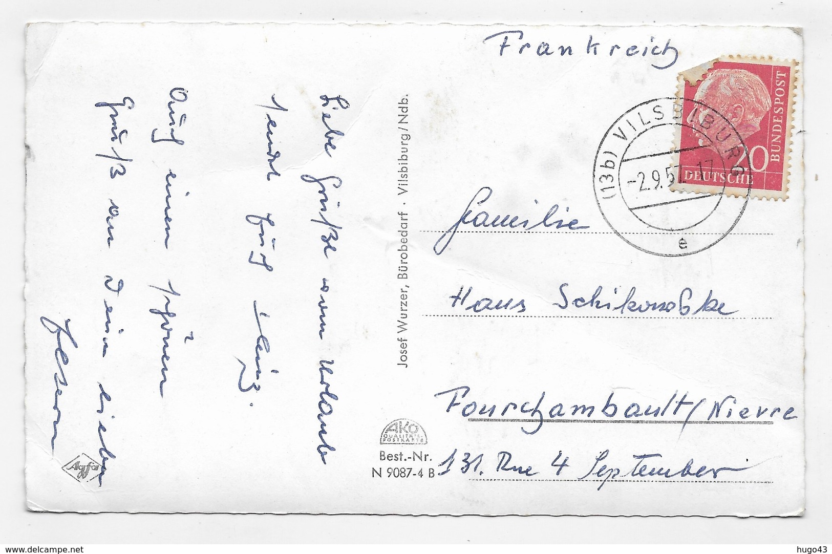 (RECTO / VERSO) VILSBIBURG EN 1957 - MULTIVUES - PLIS A DROITE - FORMAT CPA VOYAGEE - Landshut