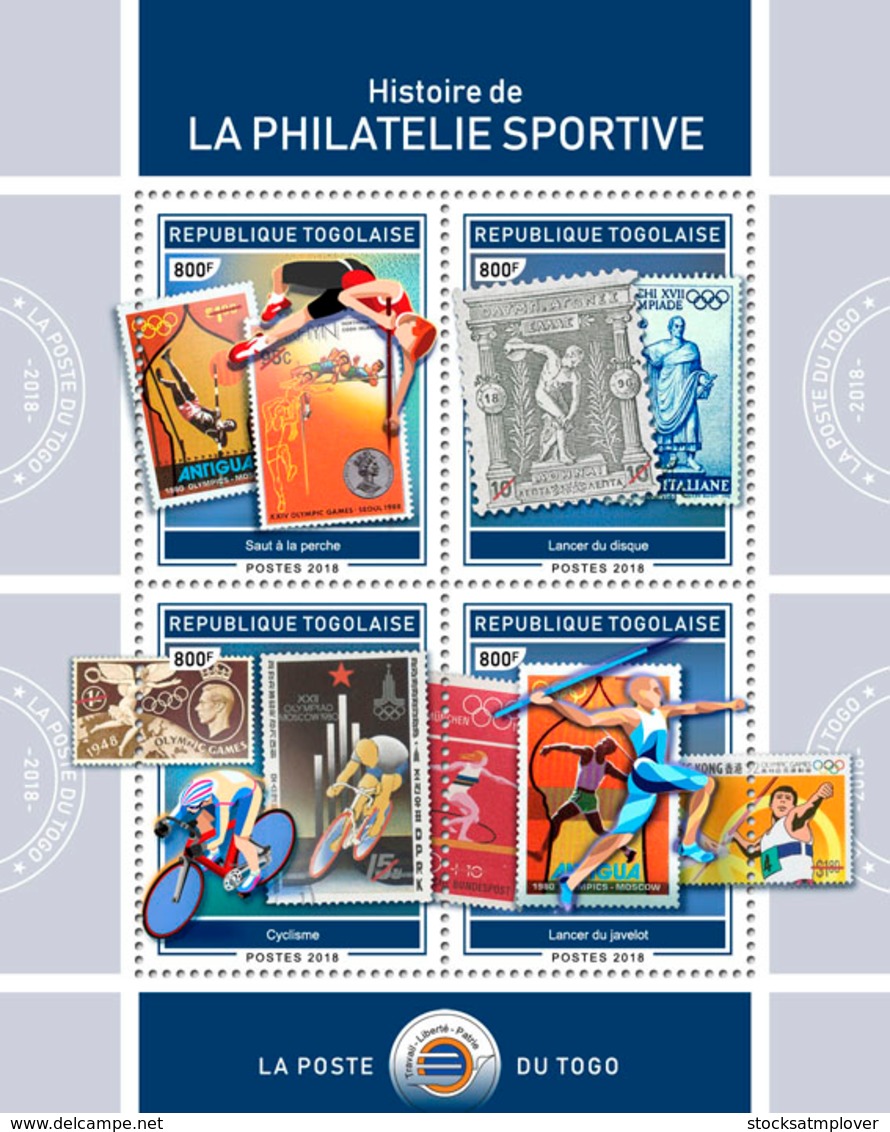 Togo  2018 Stamps On Stamps: History Of Sports Philately    S201901 - Togo (1960-...)