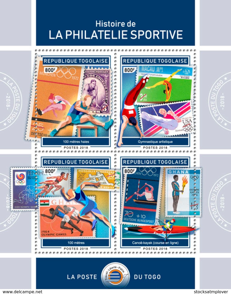 Togo  2018 Stamps On Stamps: History Of Sports Philately    S201901 - Togo (1960-...)