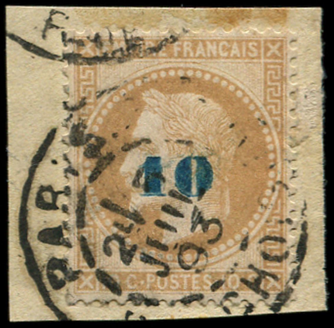 O FRANCE - Poste - 34, Sur Fragment, Non émis: 10c/10c. - 1863-1870 Napoléon III Lauré