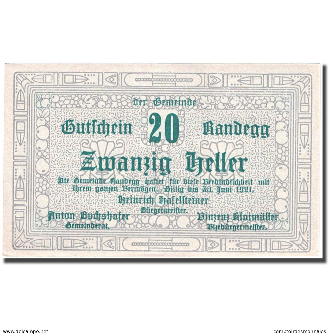 Billet, Autriche, Randegg, 20 Heller, Valeur Faciale 1921-06-30 SPL FS 817 - Autriche