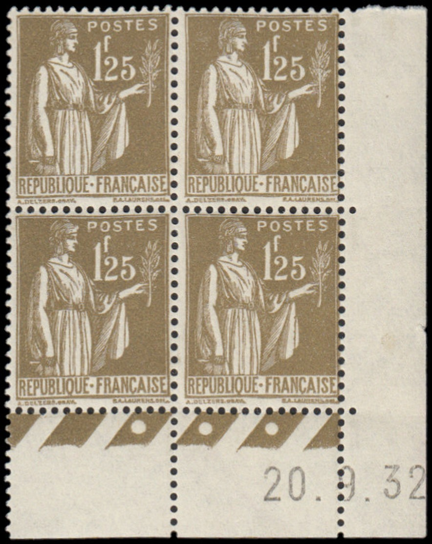 ** FRANCE - Poste - 287, Bloc De 4, Cd 20/9/32: 1.25f. Paix Olive - Nuovi