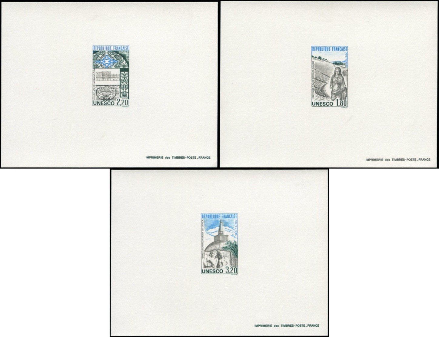 EPL FRANCE - Epreuves De Luxe - Service 88/90, 3 épreuves: Unesco Patrimoine Mondial, Carthage - Luxury Proofs