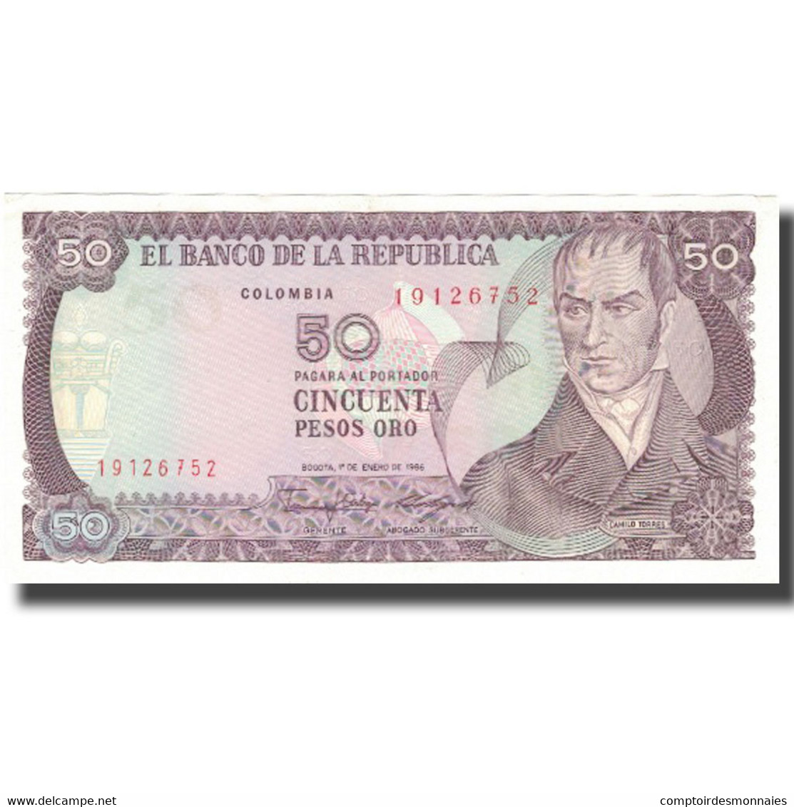 Billet, Colombie, 50 Pesos Oro, 1986, 1986-01-01, KM:425b, SPL - Colombie