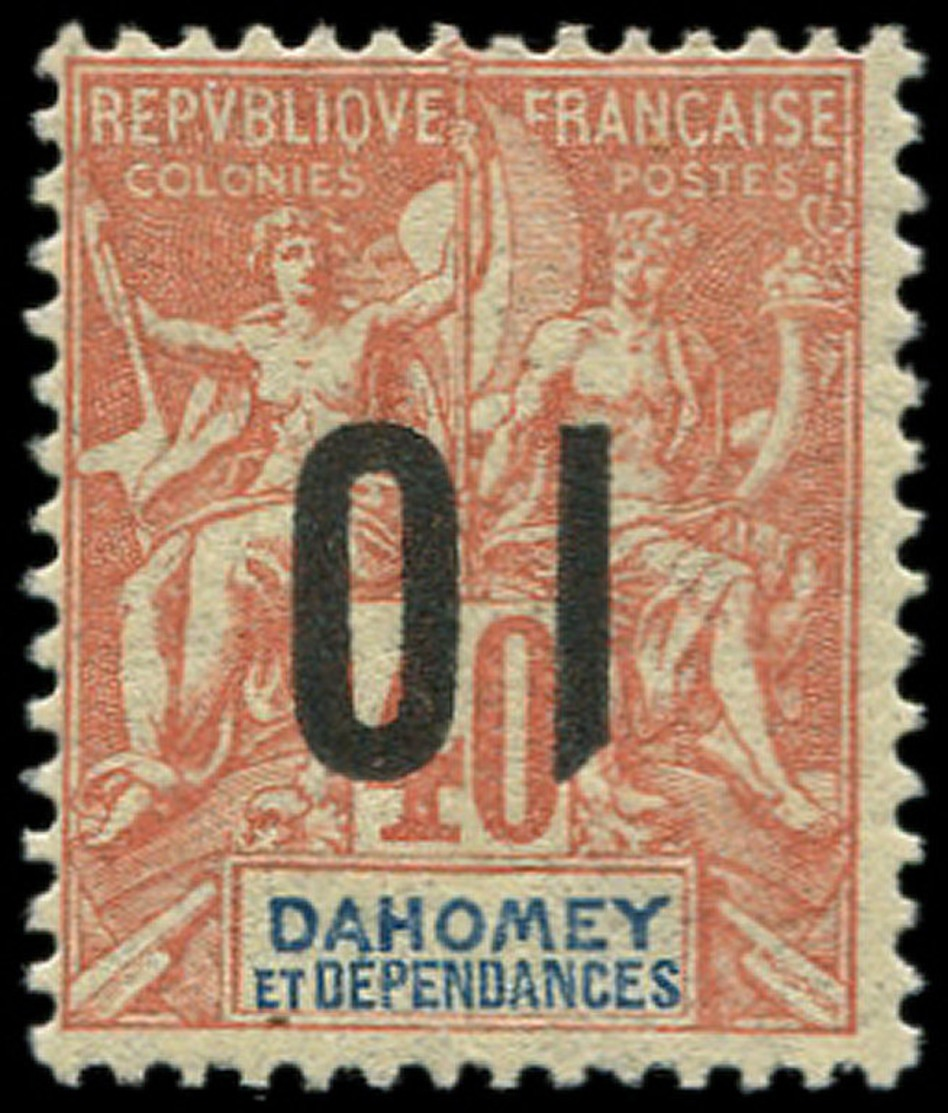 ** DAHOMEY - Poste - 39a, Surcharge Renversée, Superbe, Signé Brun: 10/40c. Groupe - Autres & Non Classés