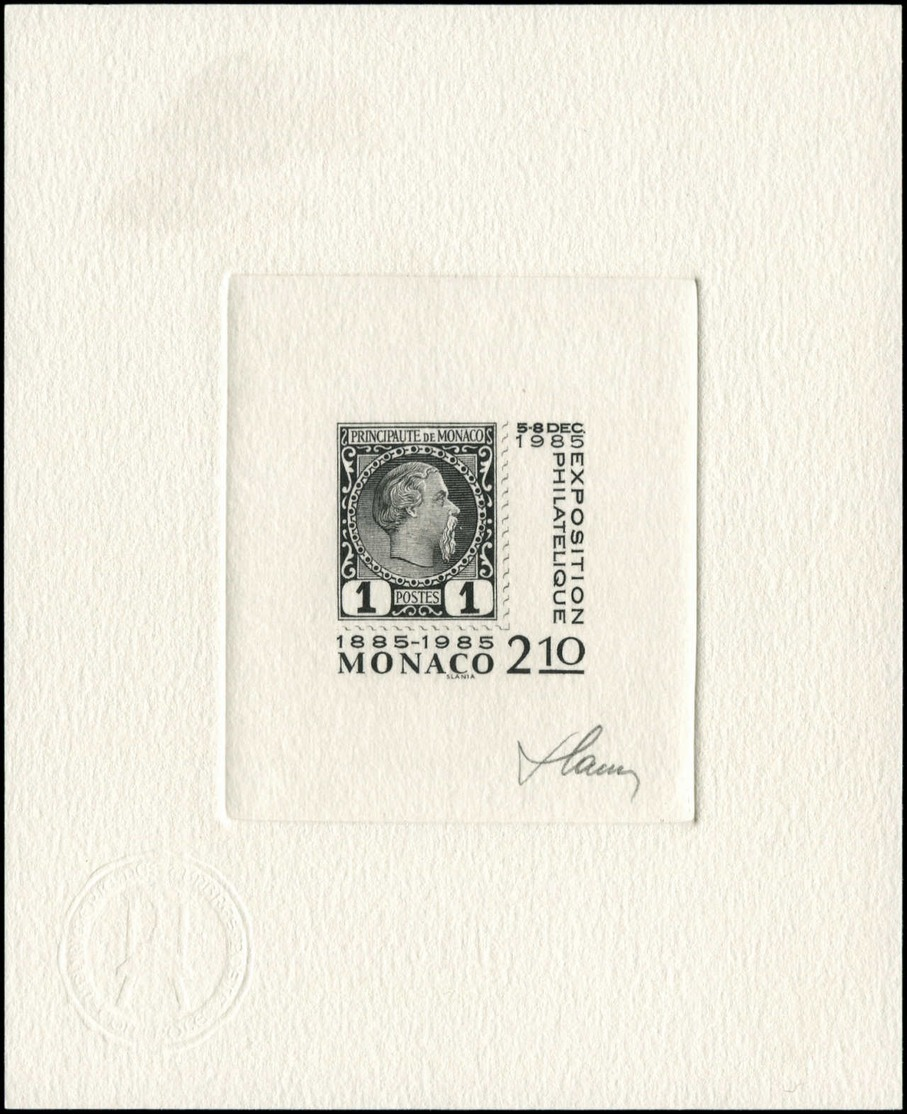 EPA MONACO - Poste - 1457, épreuve D'artiste En Noir, Signée: 2.10 Centenaire Du Timbre - Other & Unclassified