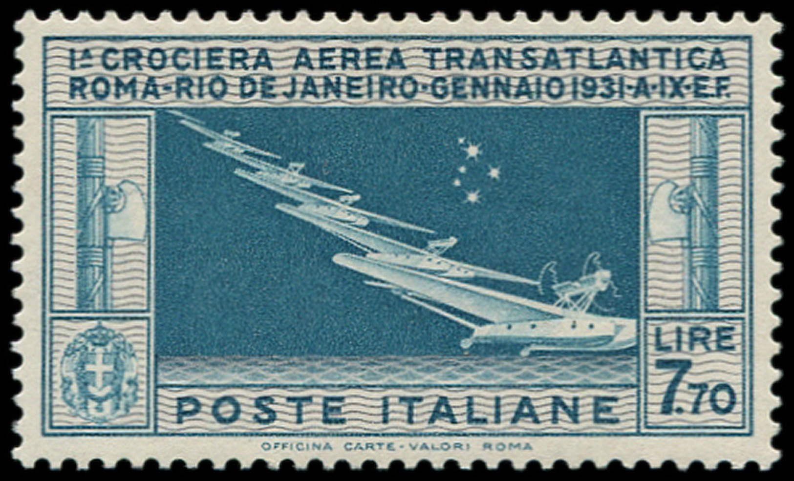 * ITALIE - Poste Aérienne - 25, Charnière Infime: 7.70l. Croisière Balbo - Non Classés