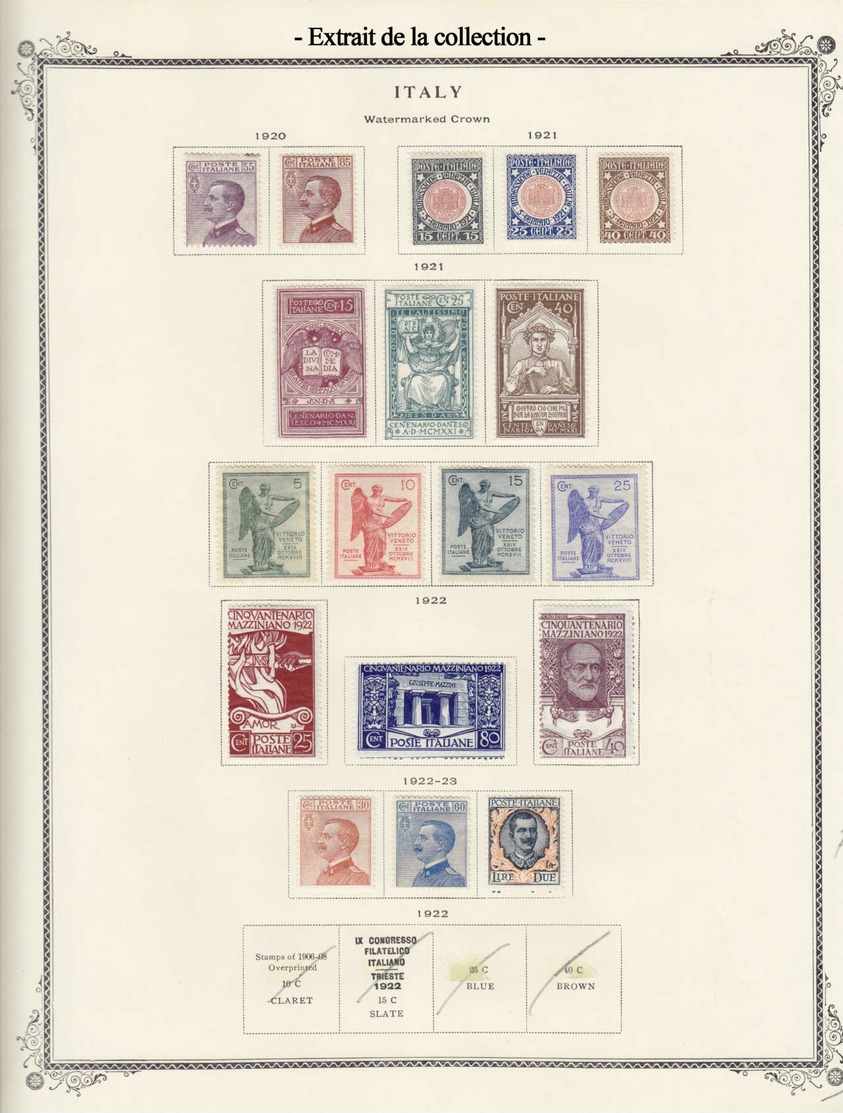 * ITALIE - Lots & Collections - Collection en album Scott 1862-1967, complète à plus de 90%, très frais (Cote Yvert)