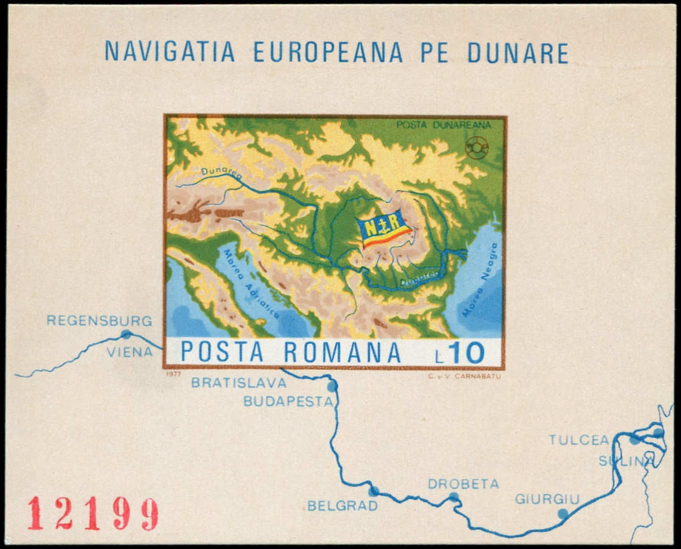 ** ROUMANIE - Blocs Feuillets - 130a, Non Dentelé: 10c. Carte Du Danube, Europe. - Autres & Non Classés