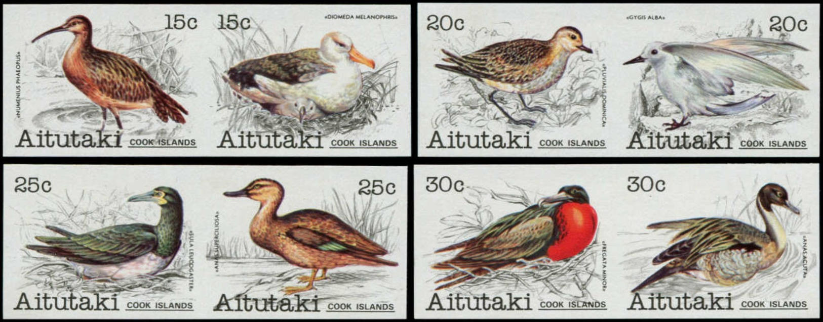 ** AITUTAKI - Poste - 293/300, Non  Dentelés, (tirage 150), Se Tenant: Oiseaux - Aitutaki