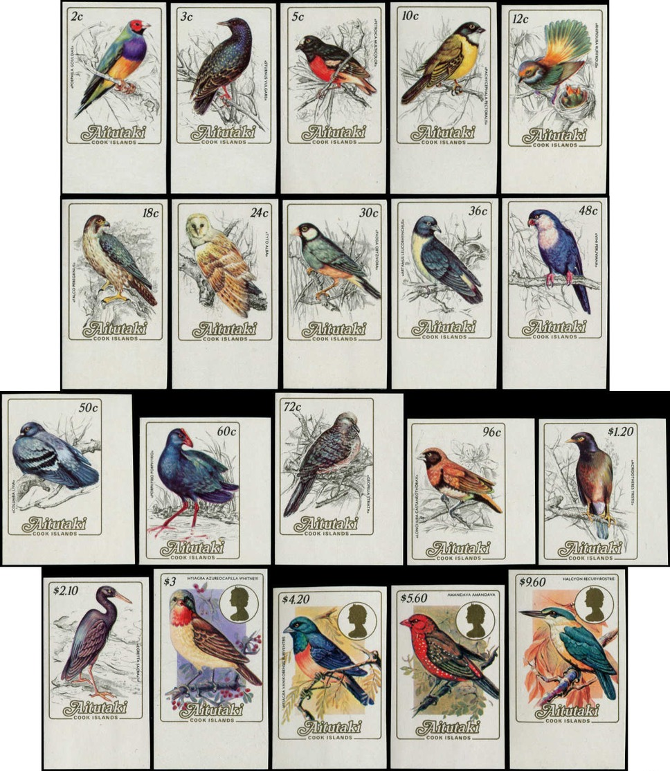 ** AITUTAKI - Poste - 380/99, Non Dentelés Bdf, (tirage 150) Complet, 20 Valeurs: Oiseaux 1984 - Aitutaki
