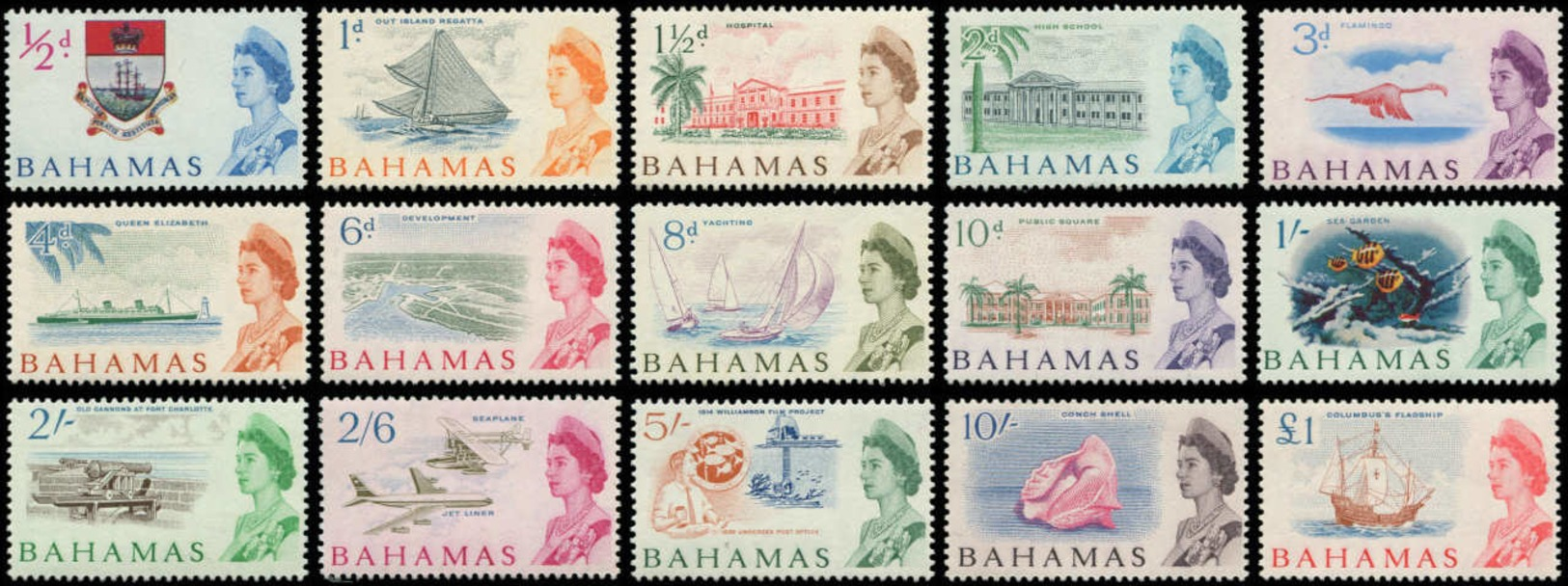 ** BAHAMAS - Poste - 193/207, Complet 15 Valeurs: Série Courante 1965 - Bahamas (1973-...)