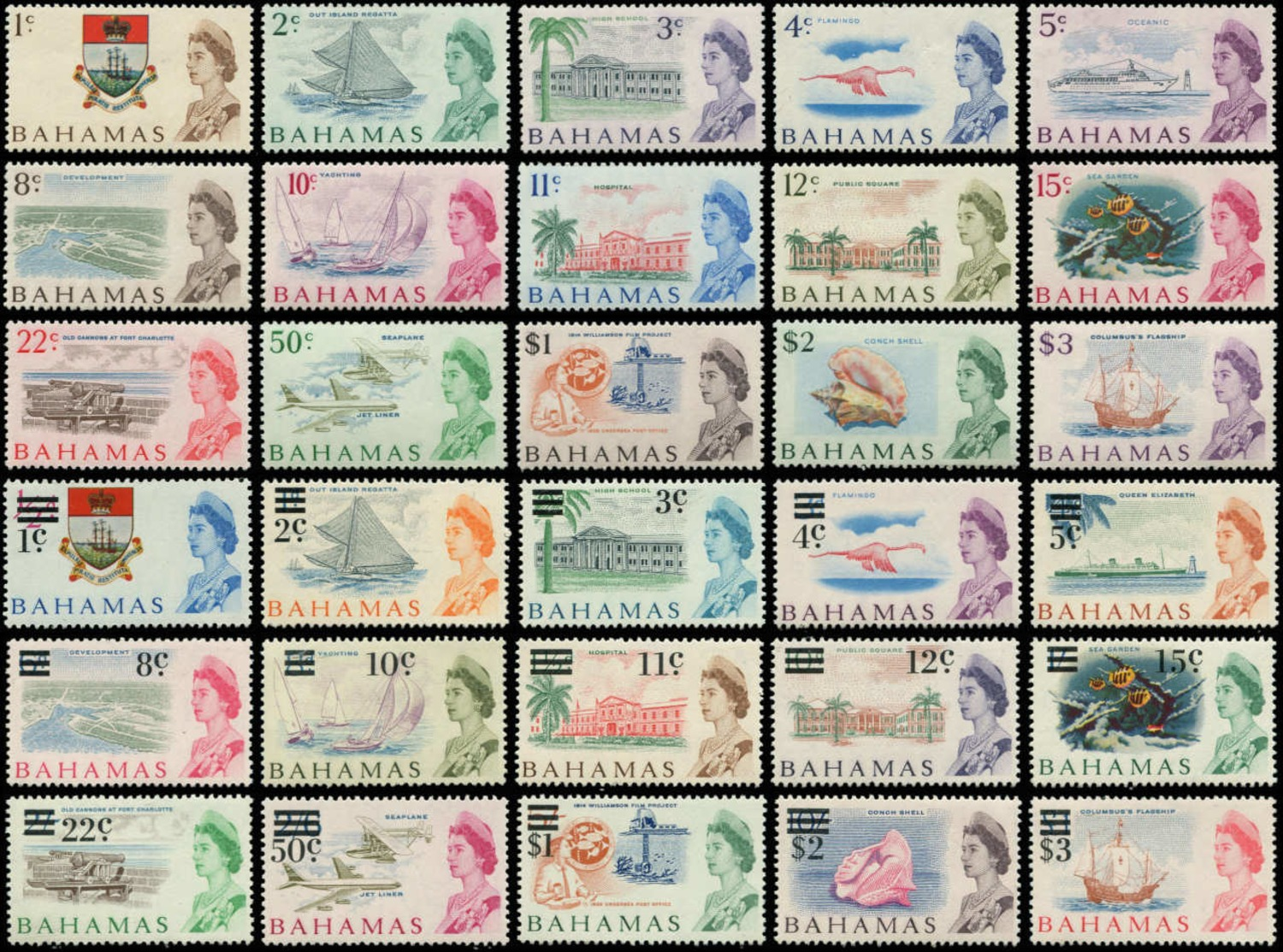 ** BAHAMAS - Poste - 219/33 + 241/55, Complet 30 Valeurs: Nouvelle Monnaie - Bahamas (1973-...)