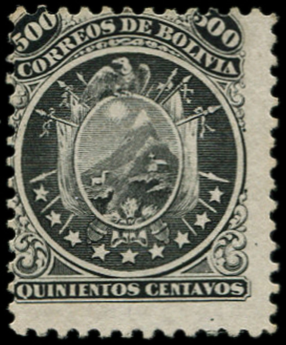 (*) BOLIVIE - Poste - 13, Bel Exemplaire, Signé Brun: 500c. "9 étoiles" - Bolivie