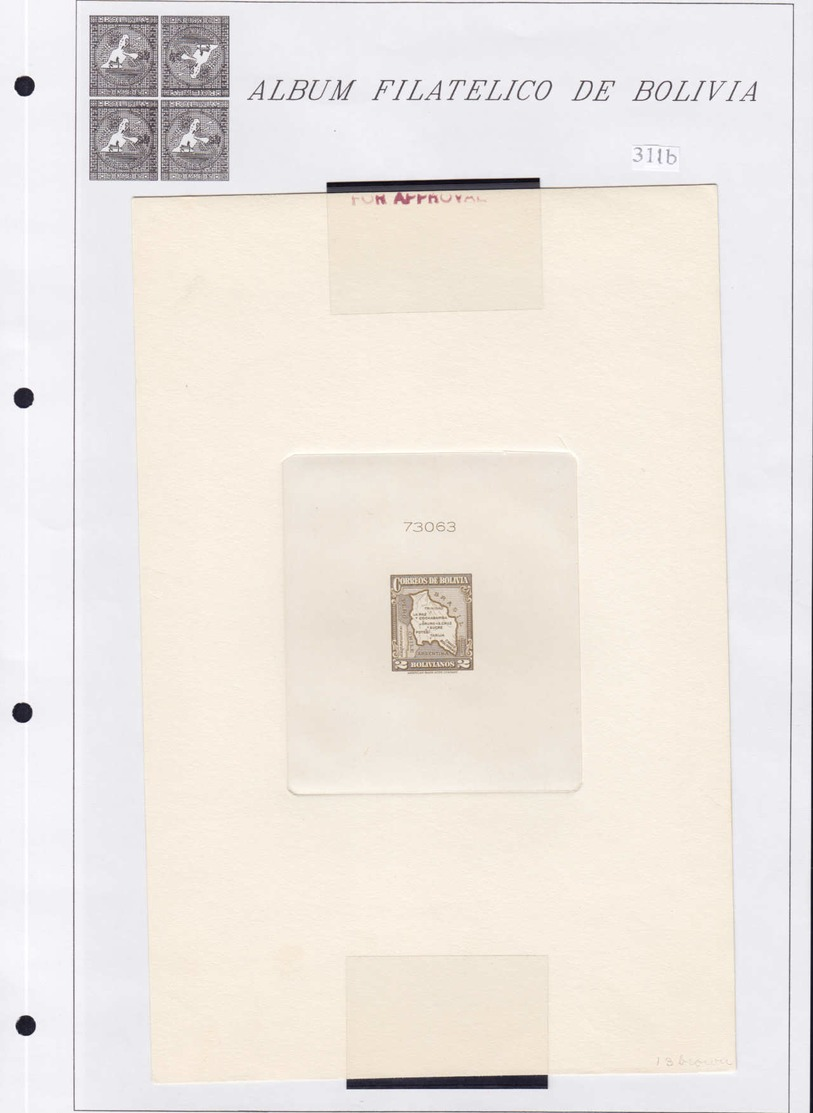 EPA BOLIVIE - Poste - 190/203, (1935) Carte du pays, collection spécialisée de 44 épreuves de fabrication différentes + 