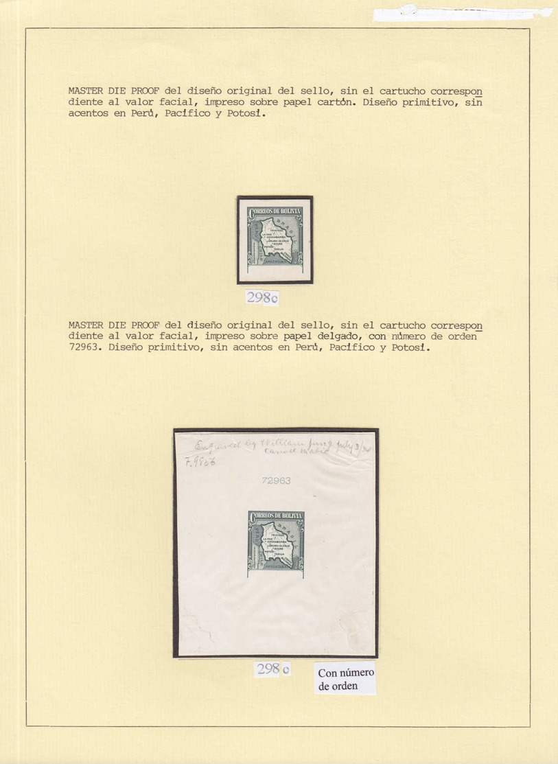 EPA BOLIVIE - Poste - 190/203, (1935) Carte du pays, collection spécialisée de 44 épreuves de fabrication différentes + 